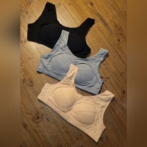 New Women's Sports Bra Set - Black, Gray, and Cream